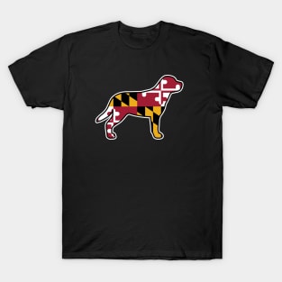 Greater Swiss Mountain Dog Silhouette with Maryland Flag T-Shirt